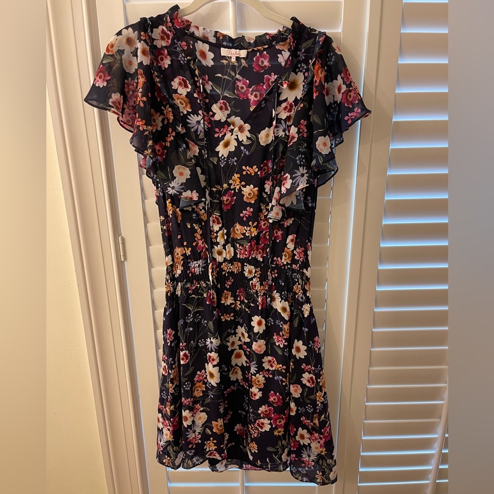 Parker Navy Floral Mini Dress - Size Medium